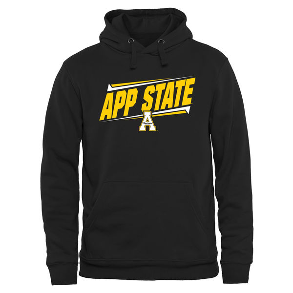 Men NCAA Appalachian State Mountaineers Double Bar Pullover Hoodie Black